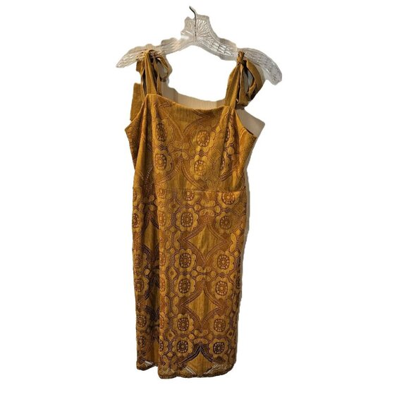 Medium 4SI3NNA Yellow Cotton Poly Blend Knee Length Dress Adjustable Straps - Picture 8 of 10